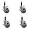 Service Caster 3.5'' Gray Poly Swivel 1'' Expanding Stem Caster Set with Brake, 4PK SCC-EX20S3514-PPUB-TLB-1-4 - alternate 1